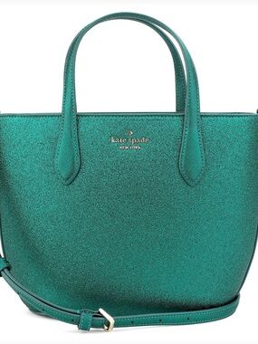 Kate Spade New York Women's Glitter Fabric Satchel Top Handle, Glimmer Green